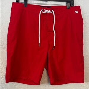 Abercrombie & Fitch Men’s Red Stretch Lined Swim Trunks 32